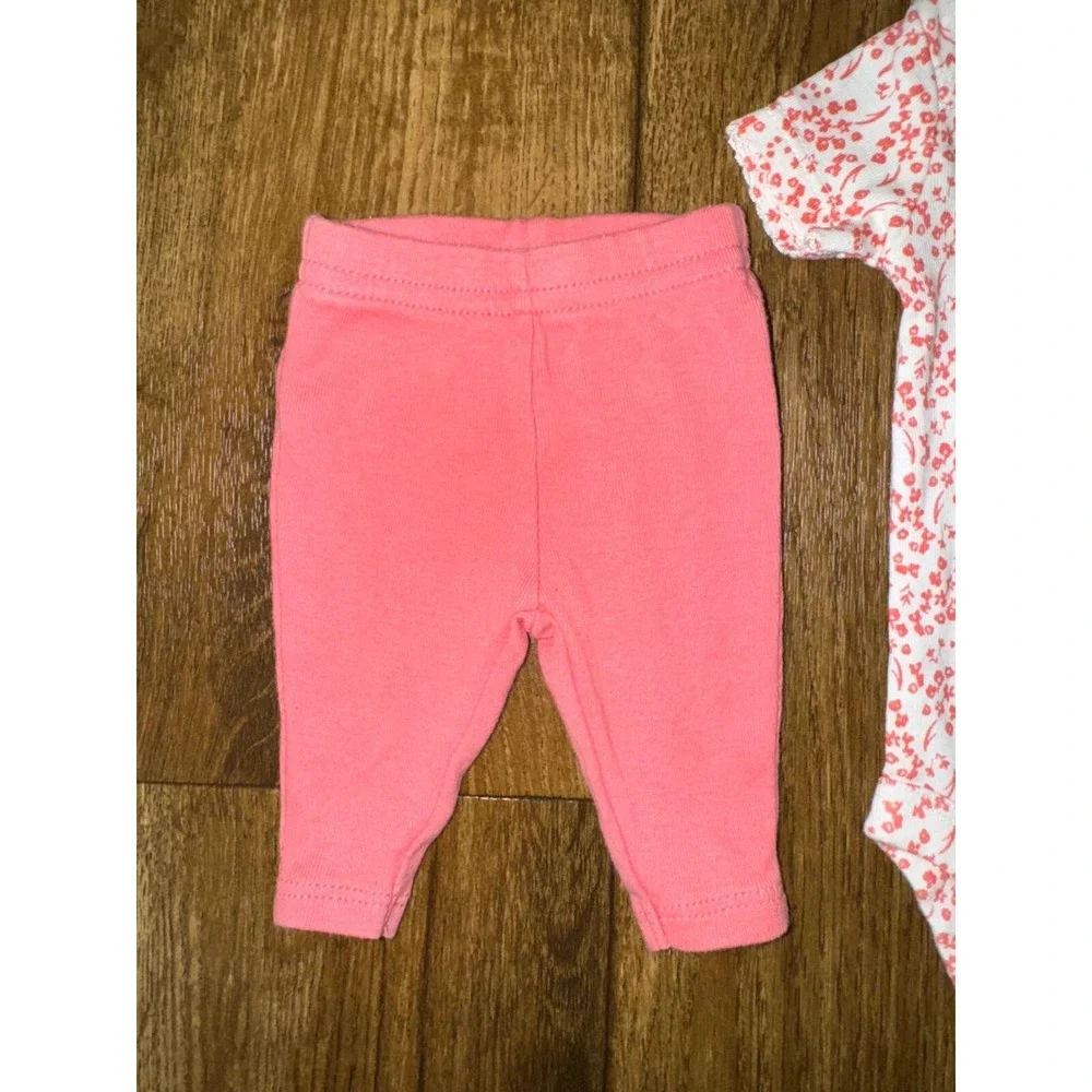 Carters Baby Girl Preemie 2 PC Outfit Bodysuit Pants Clothes Floral‎ Reborn Doll